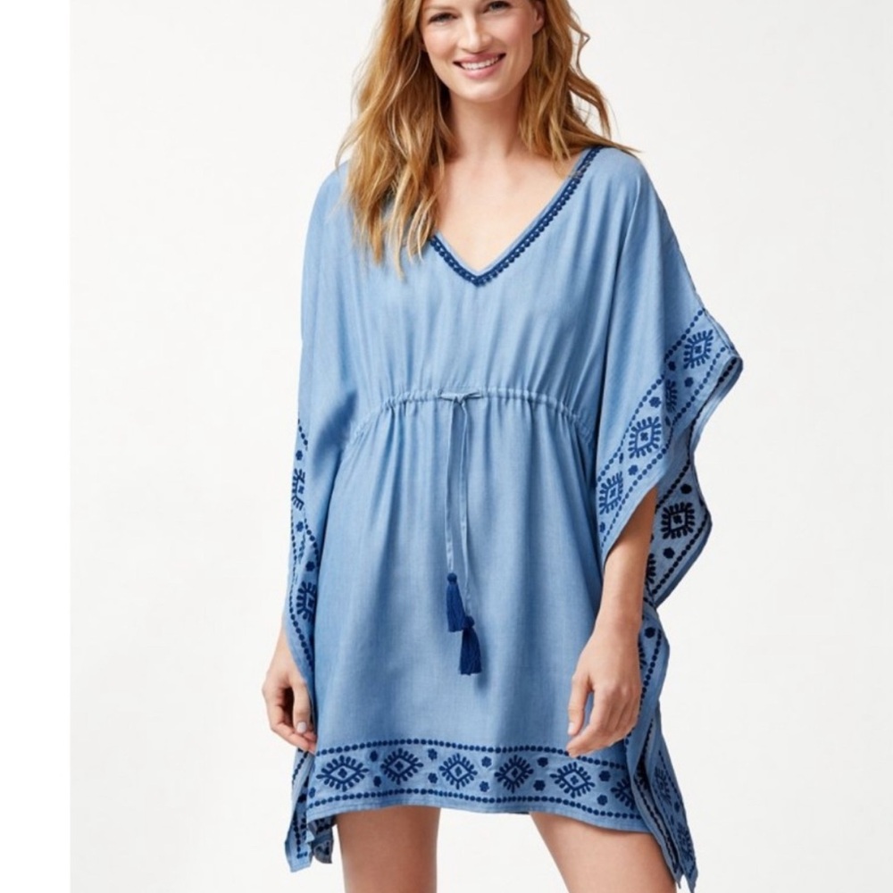 Tommy Bahama embroidered chambray coverup